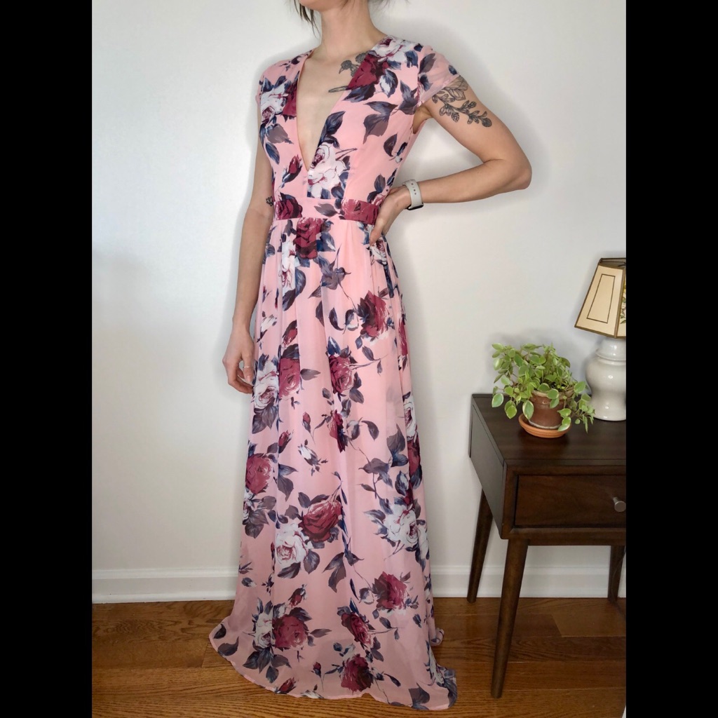 Windsor Pink Floral V Neck Dress